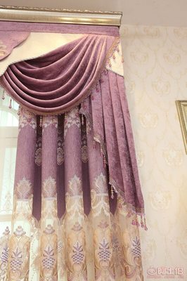 米瀾布藝 歐式客廳臥室紫色雪尼爾繡花窗簾布，廠(chǎng)家直銷(xiāo)打造家居藝術(shù)